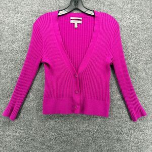 Classiques Enrier Cashmere Sweater Womens M Purple Button up Cardigan Classic
